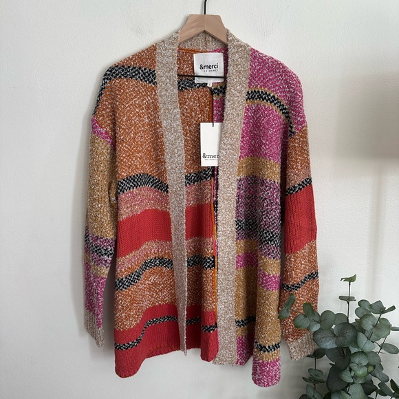 &merci Sweaters - & And Merci Open Long Sleeve Cardigan Boho Colorful SOFT COZY Womens Small NWT